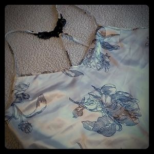 Silver Floral Satin Chemise